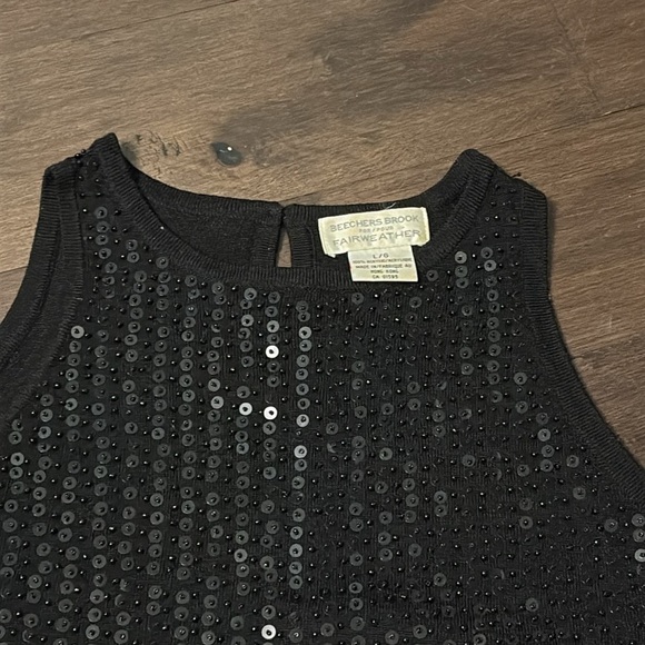 Breechers brook for fairweather, black sequins top, sleeveless size large - Picture 2 of 5